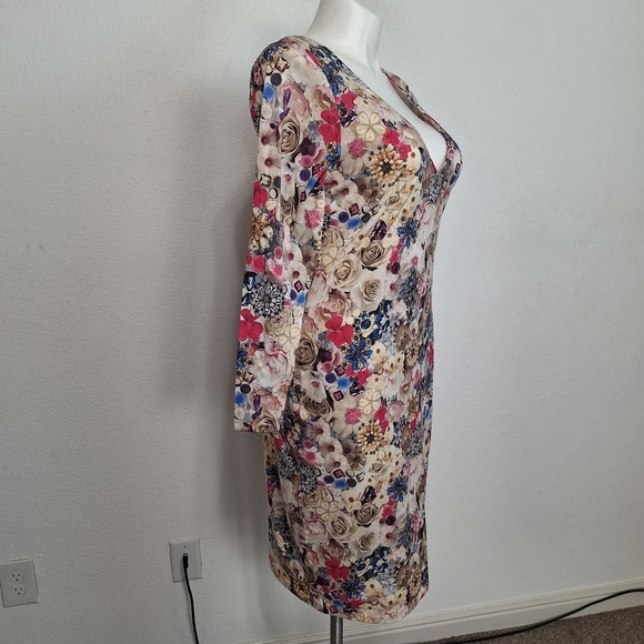 Asos Curve Jewel Flower Print V-Neck Coquette Bodycon Cottagecore Midi Dress 16 - Picture 6 of 11